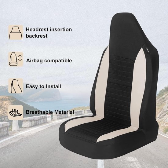 Autostoelhoezen 5-delig – PU Ademend, Waterdicht, Voor Sedan, SUV, Bus & Pick-up