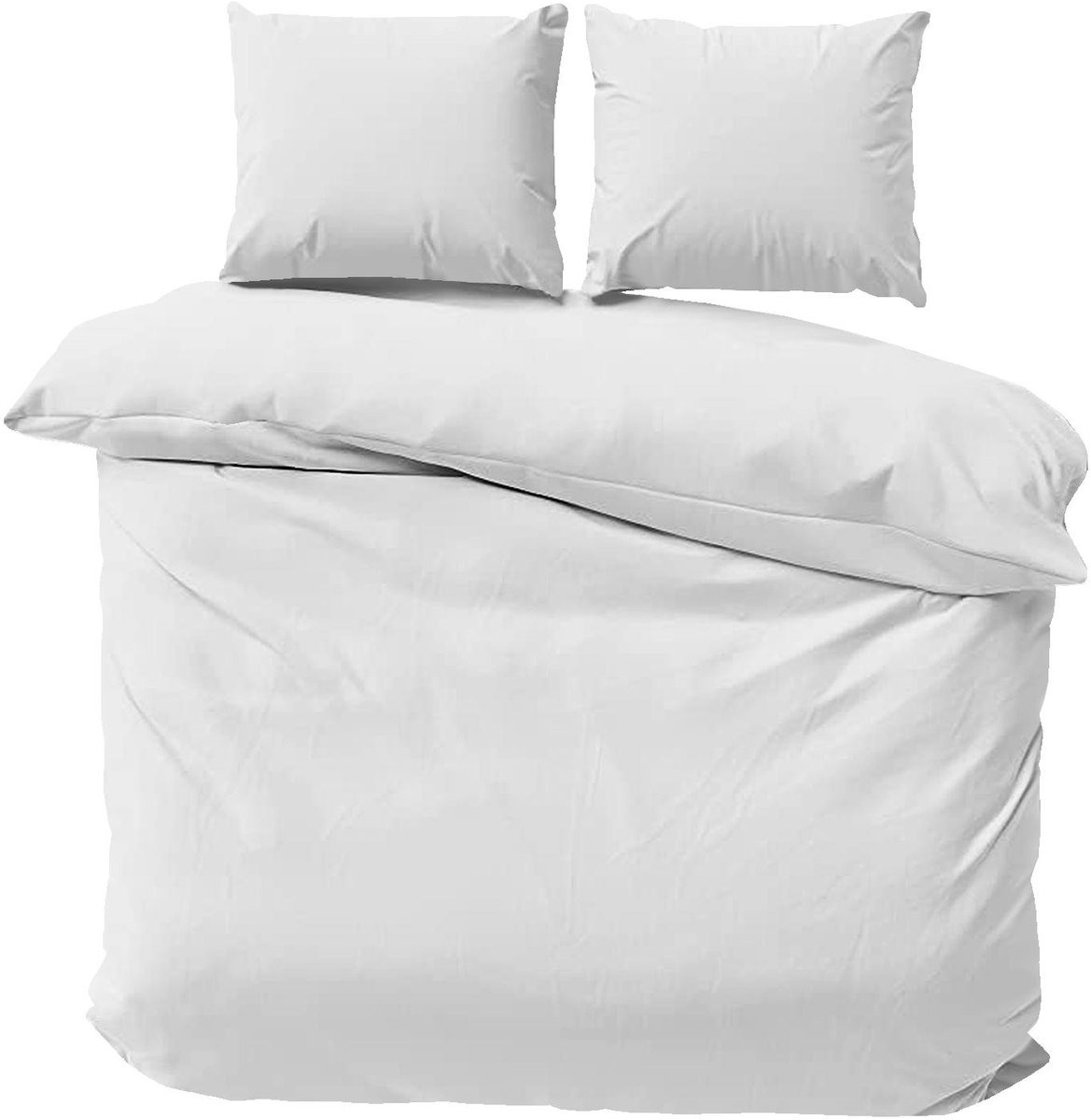SweetSleeping Dekbedovertrek Effen - Modern - 200 x 220cm + 2 kussenslopen 60x70cm - Wit - 100% Zijdezacht Micropercal - Strijkvrij - Krimpvrij
