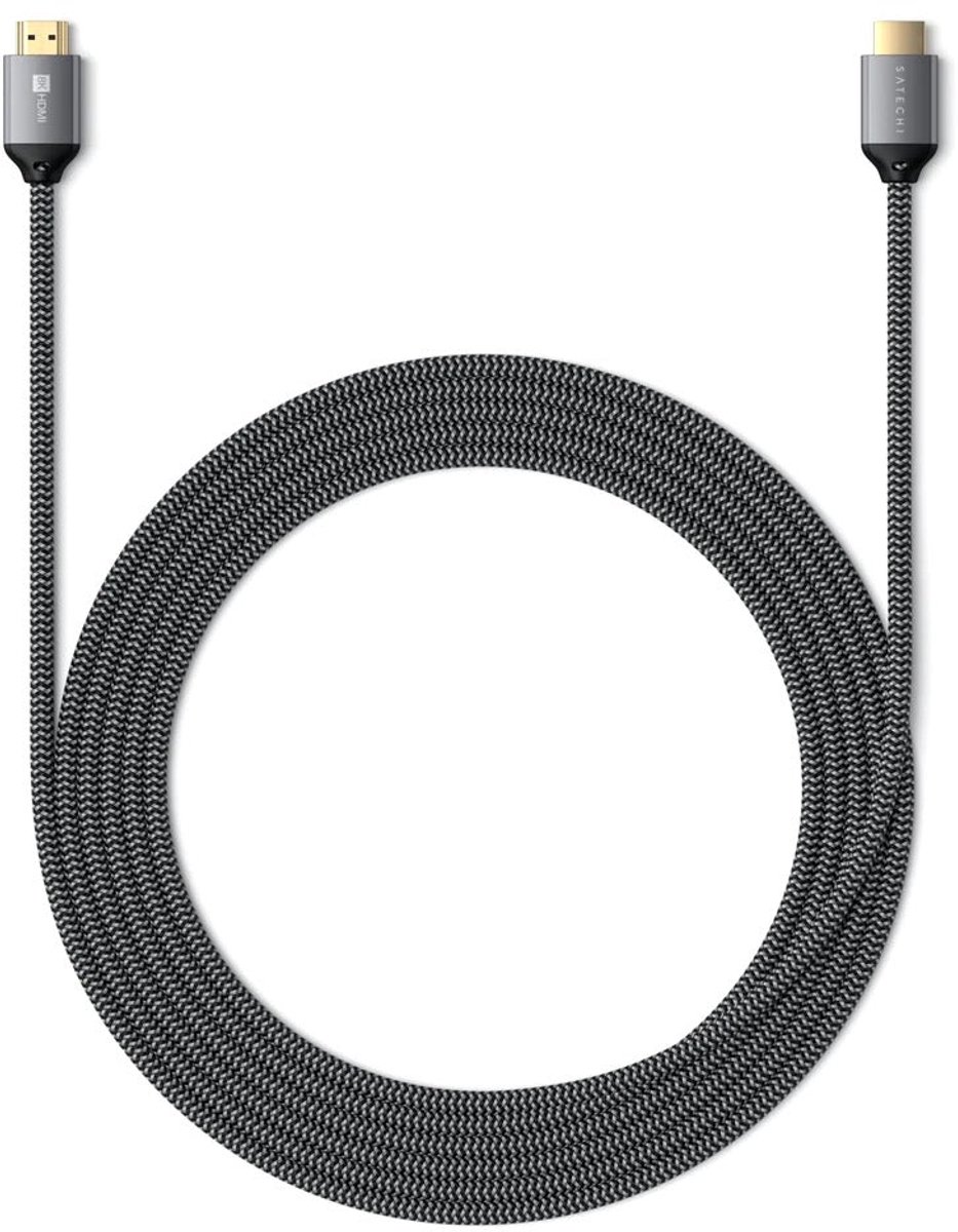 Satechi HDMI 2.1 Kabel Ultra HD Resolutie 8K/60Hz Gevlochten Nylon 2m - Grijs