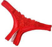 Slip Érotique I Culotte Sexy Avec Perles I String Sexy I Entrejambe Ouverte I Sous-vêtements Érotique I Rouge