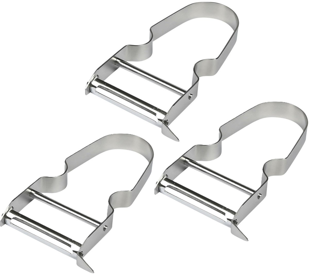 Benson Kook/keuken gerei - 3x - schilmes/dunschiller - zilver - RVS - 11 x 6.5 cm
