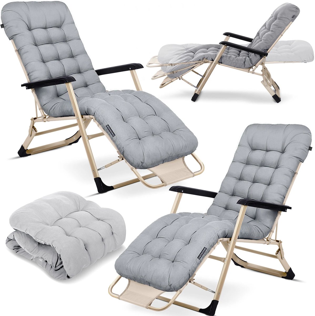 Opvouwbare Ligbed met kussen Sofotel ChillWell set van 2 stuks lichtgrijs