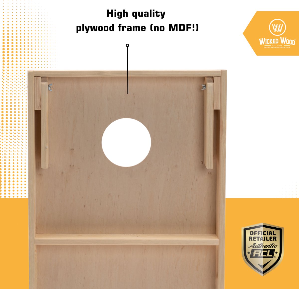 Wicked Wood Games – Cornhole Starting Kit – 90x60 cm – Inclusief 1 Board en 8 Zakjes – Officiële ACL Licentie — afbeelding 6