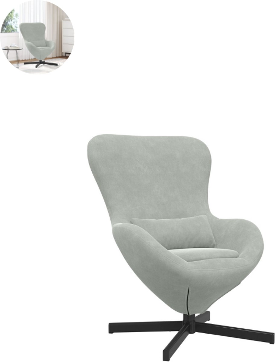 Draaifauteuil - Relaxzetel - Relaxstoel - Relaxfauteuil - Stoel - Met armleuning - Voor één Persoon - Fluweel - Lichtgrijs