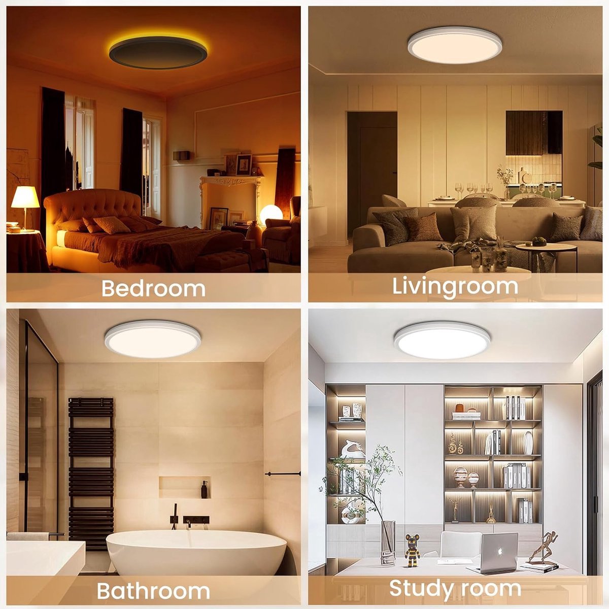 JDONG LED Plafondlamp 24W 2000LM Rond Modern Natuurlijk Wit Plafondlicht 4000K Waterdichte