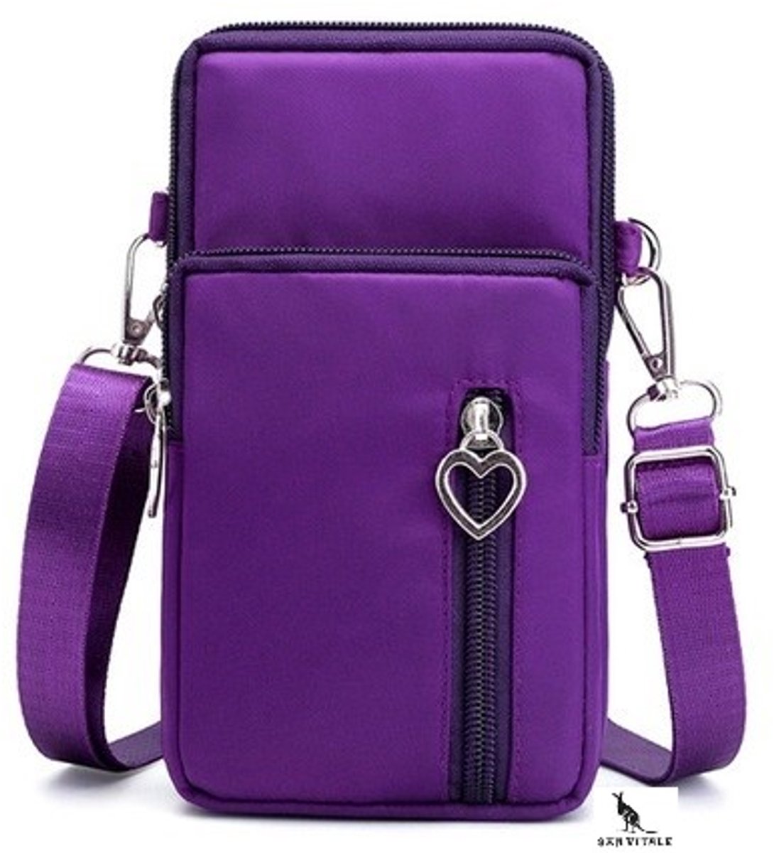 San Vitale® - Casual telefoon tas - Schoudertasje - Telefoontasje - Heuptas - Wandel/Sport/Mobiele Telefoon/Smartphone - Paars