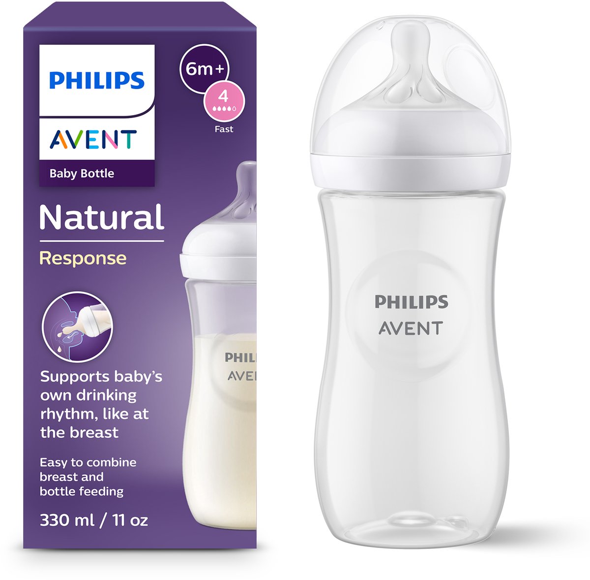 Goedkoopste Philips Avent Natural Response Babyfles 330ml – Flow 4- 1 fles - SCY906/01