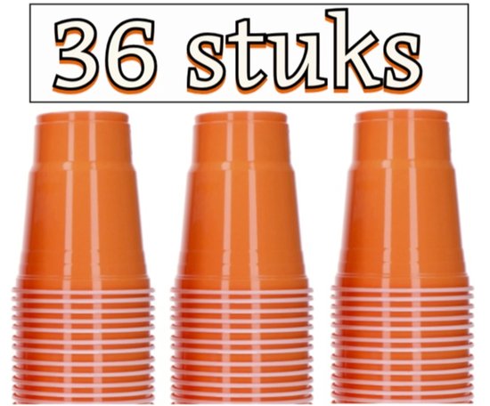 Beerpong beker 550 ml oranje - 36 stuks - Bierpong bekers - American cups - Koningsdag
