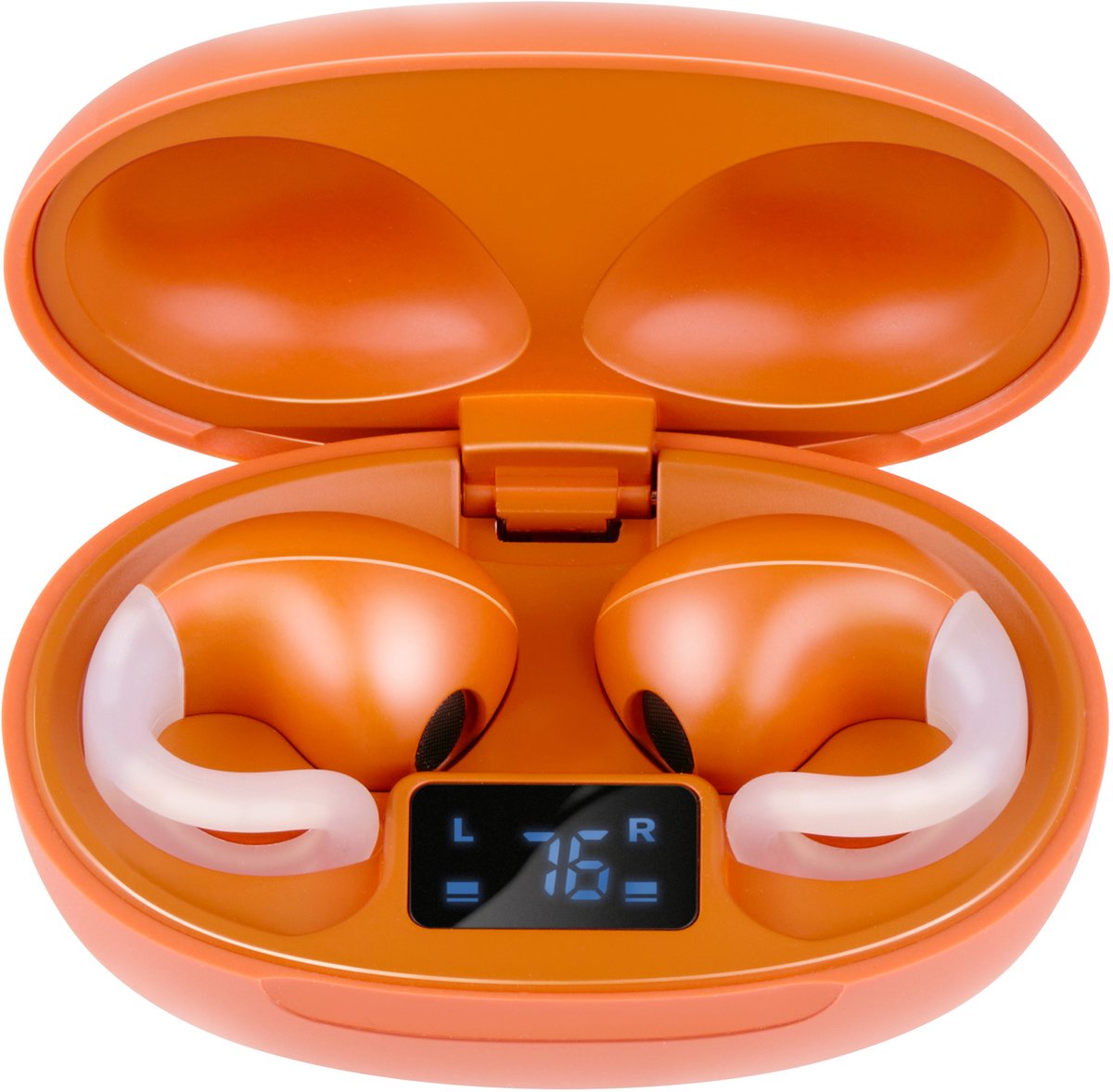 Grundig Draadloze Oordopjes Bluetooth - Oortjes Draadloos Met LED Display en Oplaadcase - In-Ear Met OWS Technologie en USB-C Lader - Oranje