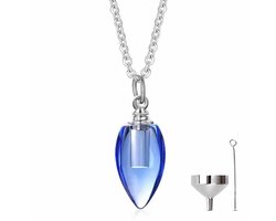 Luxe Ashanger - met Ketting (55 cm) - Voor As, Haren of Parfum - Assieraad - As Ketting - Gedenksieraad - Urn - As Hanger - Incl. As vuller en Opbergzakje - Ice Teardrop