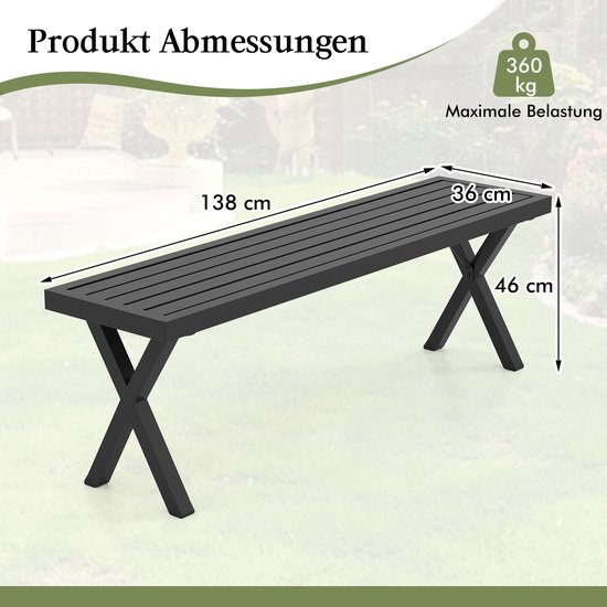 Banc De Jardin 3 Places COSTWAY - Bois D'acacia 160x32x45cm - Capacité 360kg - Pieds Métal Antidérapants