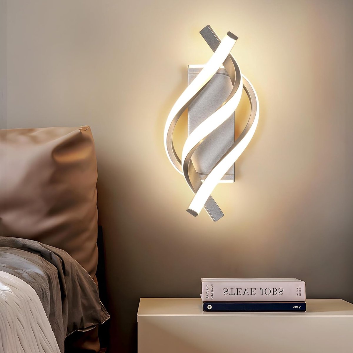Haobosic - 22W LED Muurlamp - Creatief zilver - Modern acryl - Geschikt voor slaapkamer, woonkamer