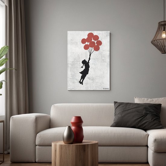 Graffiti Banksy - Balloon Girl - Impression sur toile Premium 48x67,5 cm - Décoration murale