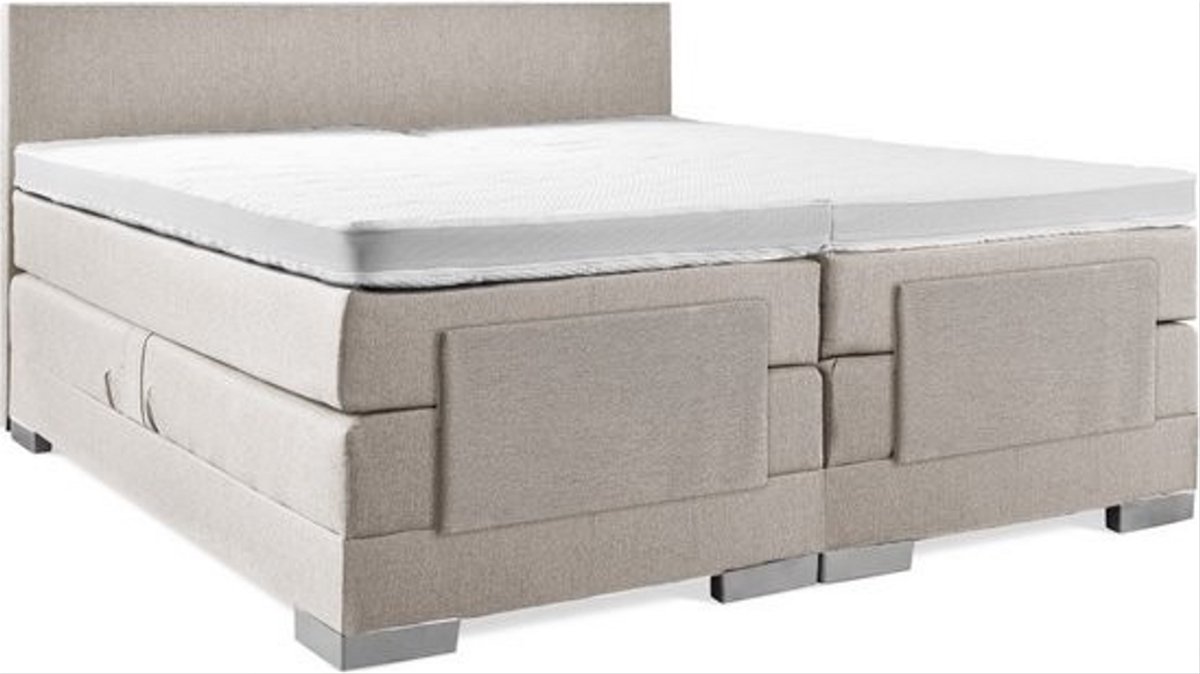 Sweet Sleep Elektrische Boxspring - (150x200) - Incl. Glad hoofdbord - Beige met plint