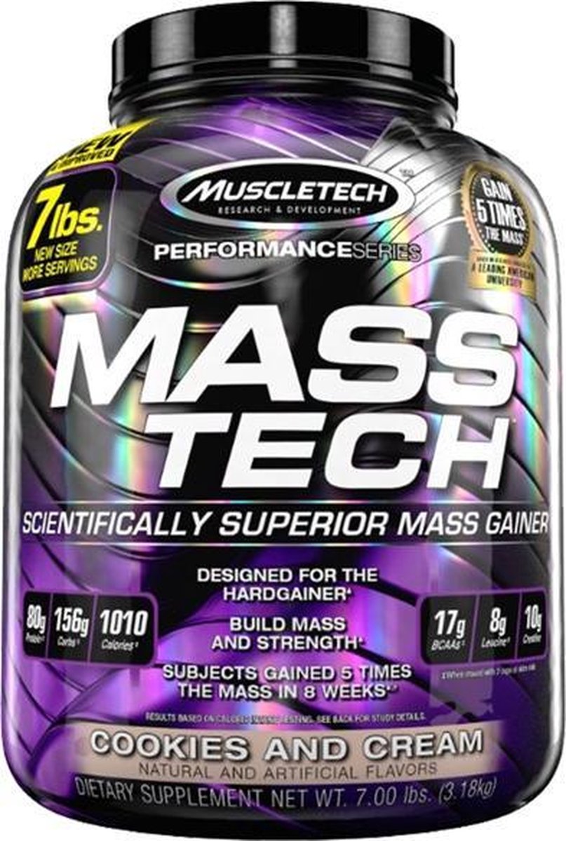 Goedkoopste Muscletech Mass Tech - Weight Gainer / Mass Gainer - Cookies & Cream - 3200 gram (14 shakes