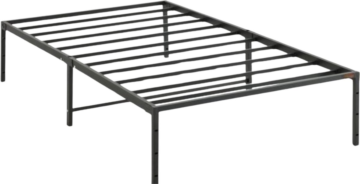 San Marque Bedframe met lattenbodem - 100x200cm - Eenpersoonsbed - Platformbed - Stalen Frame - 272kgdraagvermogen - Met Opbergruimte - Zwart Black