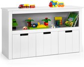 COSTWAY Speelgoedkast voor kinderen, commode met 3 laden, speelgoedorganizer voor kinderkamer en woonkamer, houten opbergkast (wit, 102 x 33 x 62 cm)