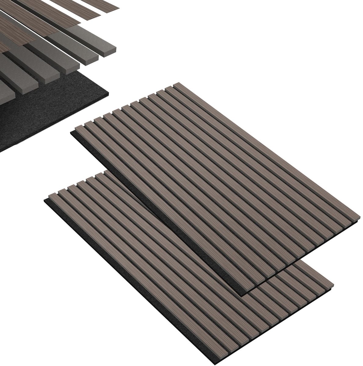 Aufun Akoestisch wandpaneel - 2 stuks - 120 x 60 cm - teak - studio foam