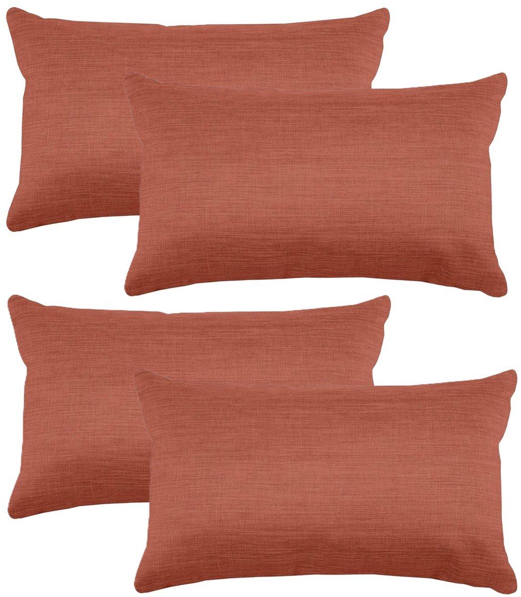 Stof Textile sierkussen Bea - 4x - terracotta - 30 x 50 cm - bank kussens - zitkussens - binnen/buiten - polyester Terracotta bruin