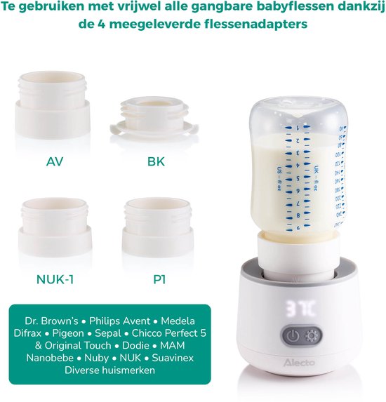 Alecto Flessenwarmer - Draagbare Baby Flessenwarmer voor Onderweg en Thuis - Geschikt voor vrijwel alle Babyflessen - Draadloos - BW1000 - Wit van Merkloos — afbeelding 2