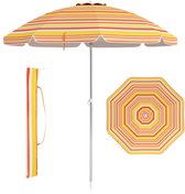 Costway Strandparasol, 182 cm, strandparasol, tuinparasol, windbestendig, stevig, UPF 50+, 30 graden knikbaar, zonwering, met grondpen en draagtas voor balkon, tuin en terras