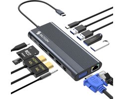 Siltcon® 13 in 1 USB C Hub - Docking Station Laptop - Docking Station USB C - USB C Dock - DUAL HDMI 4K - 100W Snelladen - RJ45 Gigabit - 1x VGA - Spacegrey - Premium Model Siltcon® 13 in 1 USB C Hub - Docking Station Laptop - Docking Station USB C - USB C Dock - DUAL HDMI 4K - 100W Snelladen - RJ45 Gigabit - 1x VGA - Spacegrey - Premium Model