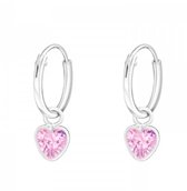 Boucles D'oreilles Créoles La Rosa Princesa Fuchsia 12 mm Argent