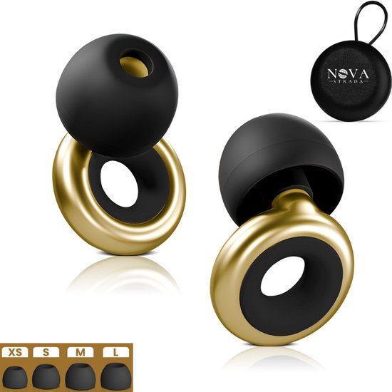 Oordopjes festival - Nova Strada - Silence - Goud - Oordoppen - Oordopjes - Oortjes - Cadeau - Earplugs - Sport - Earbuds - Gehoorbescherming - Cadeautjes - Reizen - Concert - Evenementen - SNR 17 dB Demping - Loop mee met de beat!