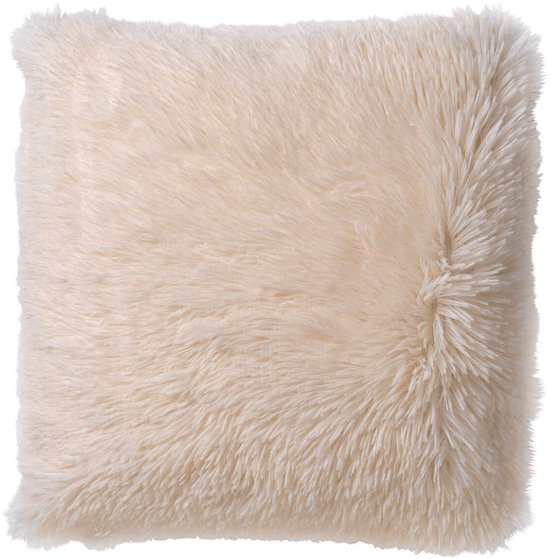 Dutch Decor FLUFFY - Sierkussen 45x45 cm - superzacht - effen kleur - Snow White - wit - Inclusief binnenkussen