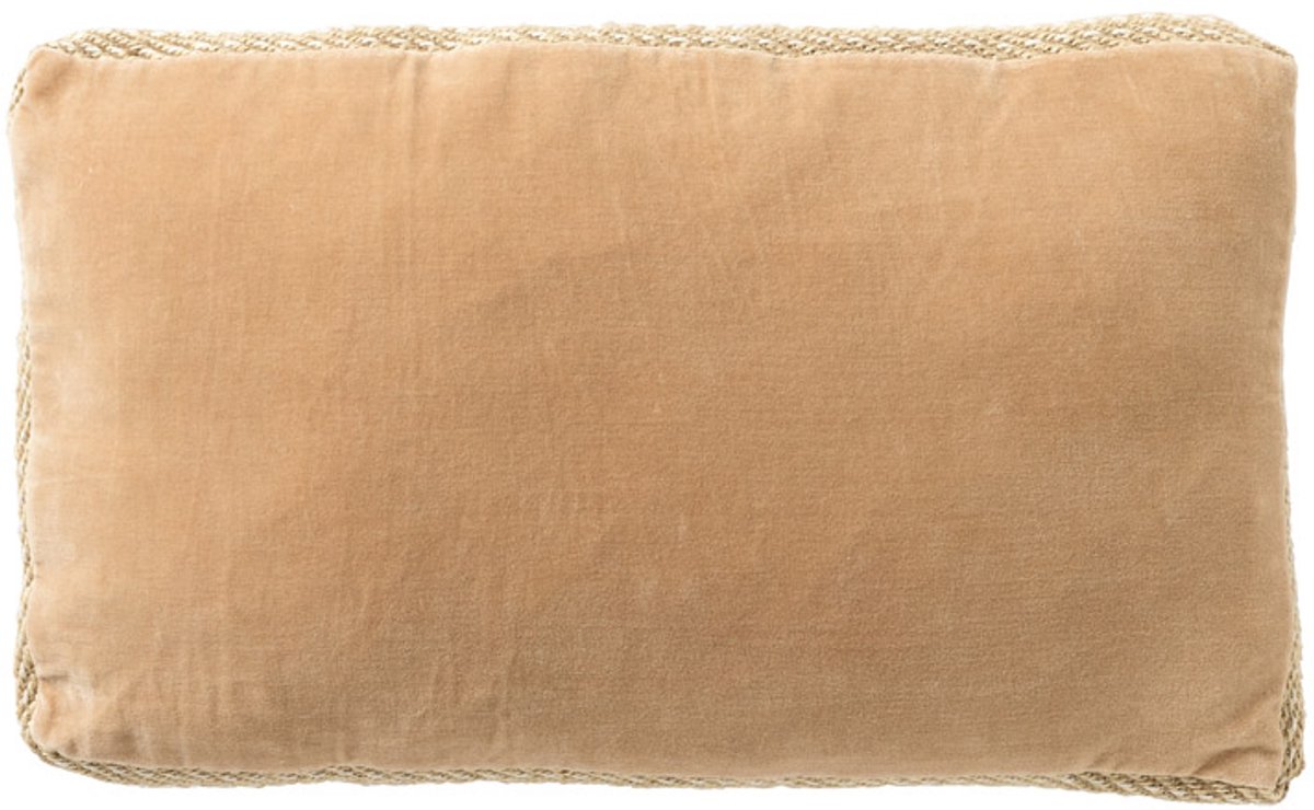 Dutch Decor MANOE - sierkussen 30x50 cm - effen kleur - jute rand - Semolina - beige - Inclusief binnenkussen - Luxe kussens voor woonkamer & bank