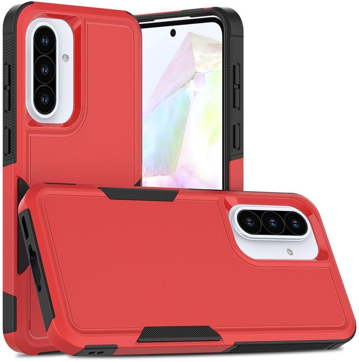 Mobigear Hoesje geschikt voor Samsung Galaxy A36 Telefoonhoesje Hardcase | Mobigear Heavy Armor Backcover Shockproof | Schokbestendig Galaxy A36 Telefoonhoesje | Anti Shock Proof - Rood
