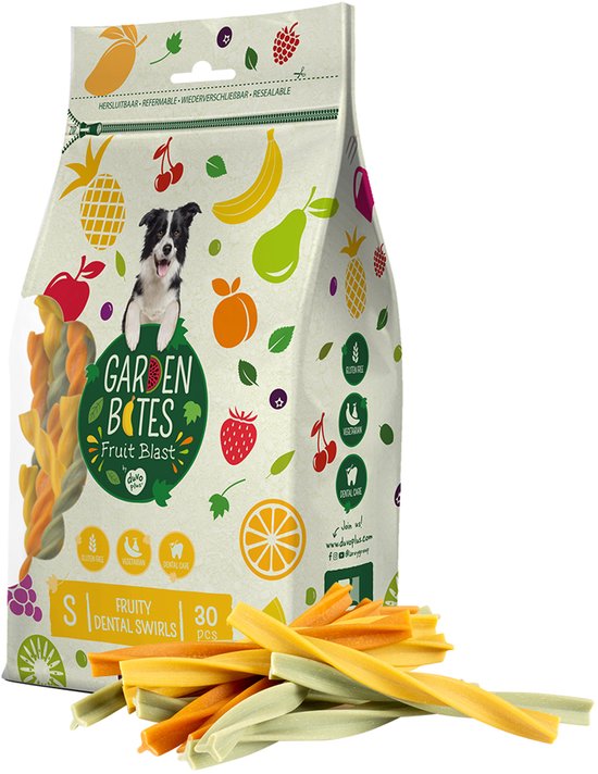 Duvoplus - Hondensnack - Hond - Garden Bites Fruity Dental Swirls S - 13cm - 30pcs Gemengde Kleuren - 30st