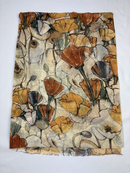 Prachtige bloemen sjaal voor de zomer van dun mooi materiaal 30% silk met 70% viscose