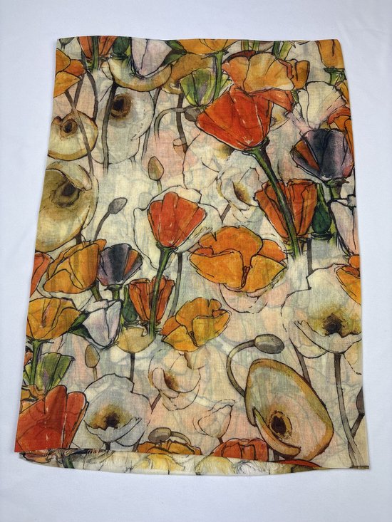 Prachtige bloemen sjaal voor de zomer van dun mooi materiaal 30% silk met 70% viscose