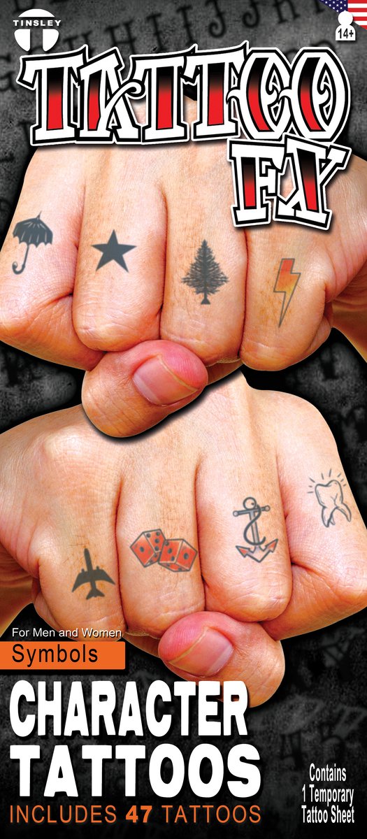 Tinsley Nep Tatoeage Vuisten voor Volwassenen Nep Tattoo voor Heren en Dames voor bij Halloween Kostuum Carnaval Accessoires