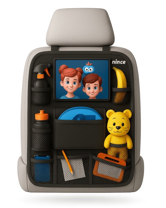 Nince Premium Luxe & Stevige Autostoel Organizer met Tablet Houder - 1 Stuk - Auto Stoel Organiser - Auto Organizer voor Kinderen - Auto Accessories - Universeel