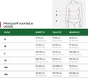 Maattabel met EU/UK maten S tot 3XL voor borst, taille en heupen.