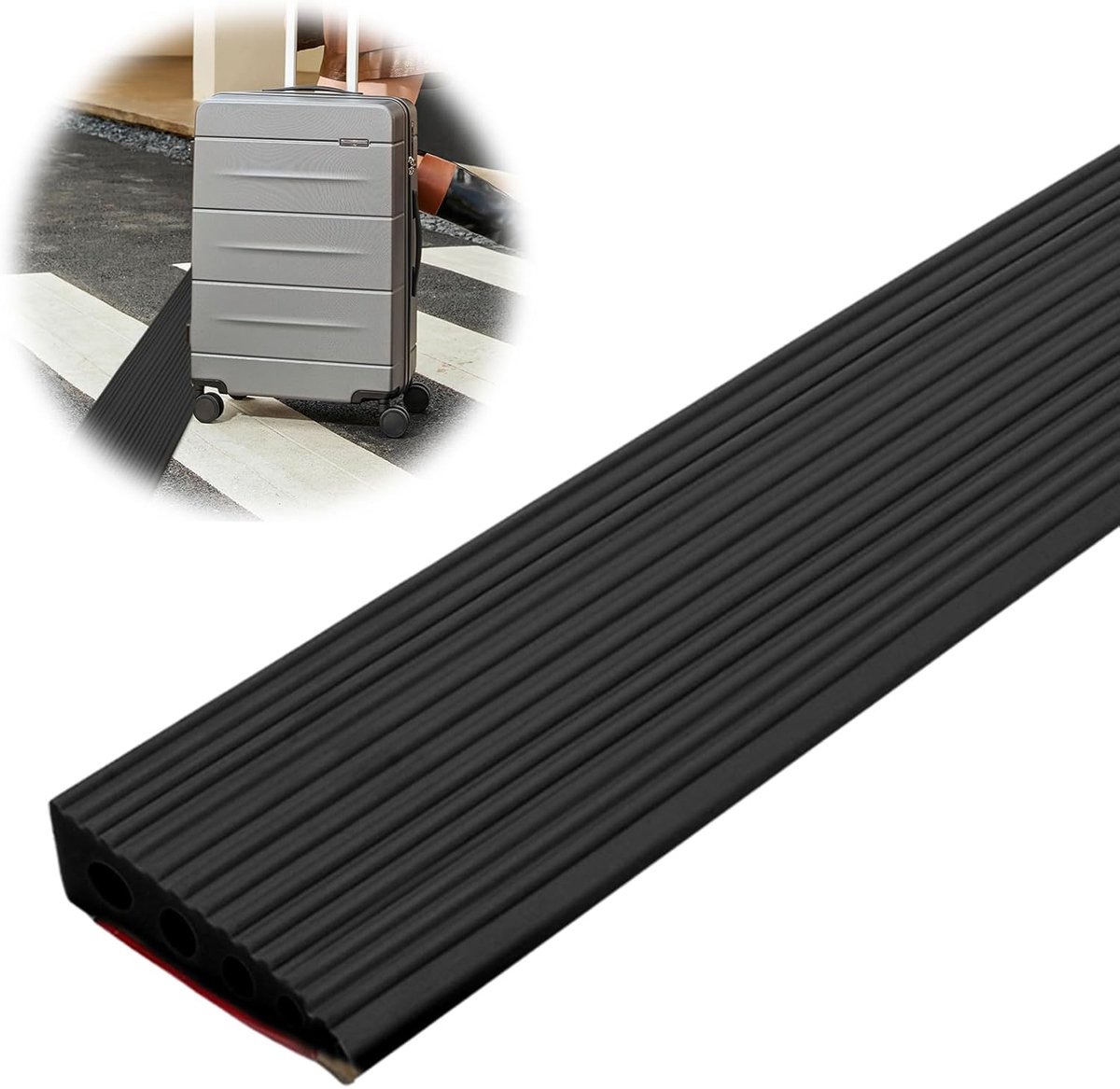 Drempeloprijplaat 100 x 8 x 2 cm - Antislip PVC Rolstoelhelling voor Deuren en Opritten