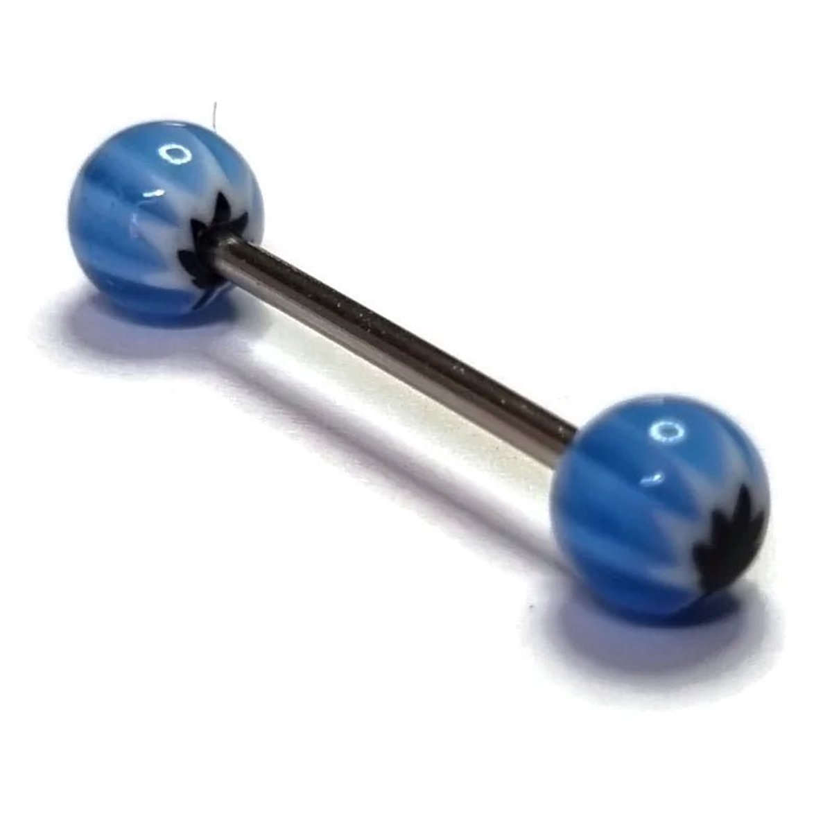 Aramat Jewels | Piercings | Stalen tongpiercing weedblaadje | | | |6mm | Staal | Volwassenen | Verkleurd niet