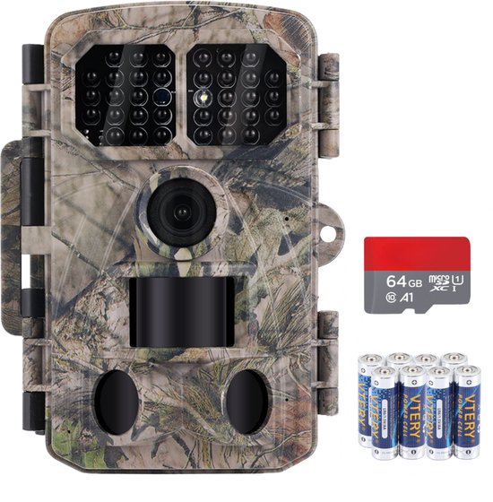 DirectGoods® Professionele WildCamera met Nachtzicht – Wildcamera Voor Buiten – 64GB SD kaart – 4K Ultra HD & 48MP - Incl. Tripod - Inc. 8 batterijen