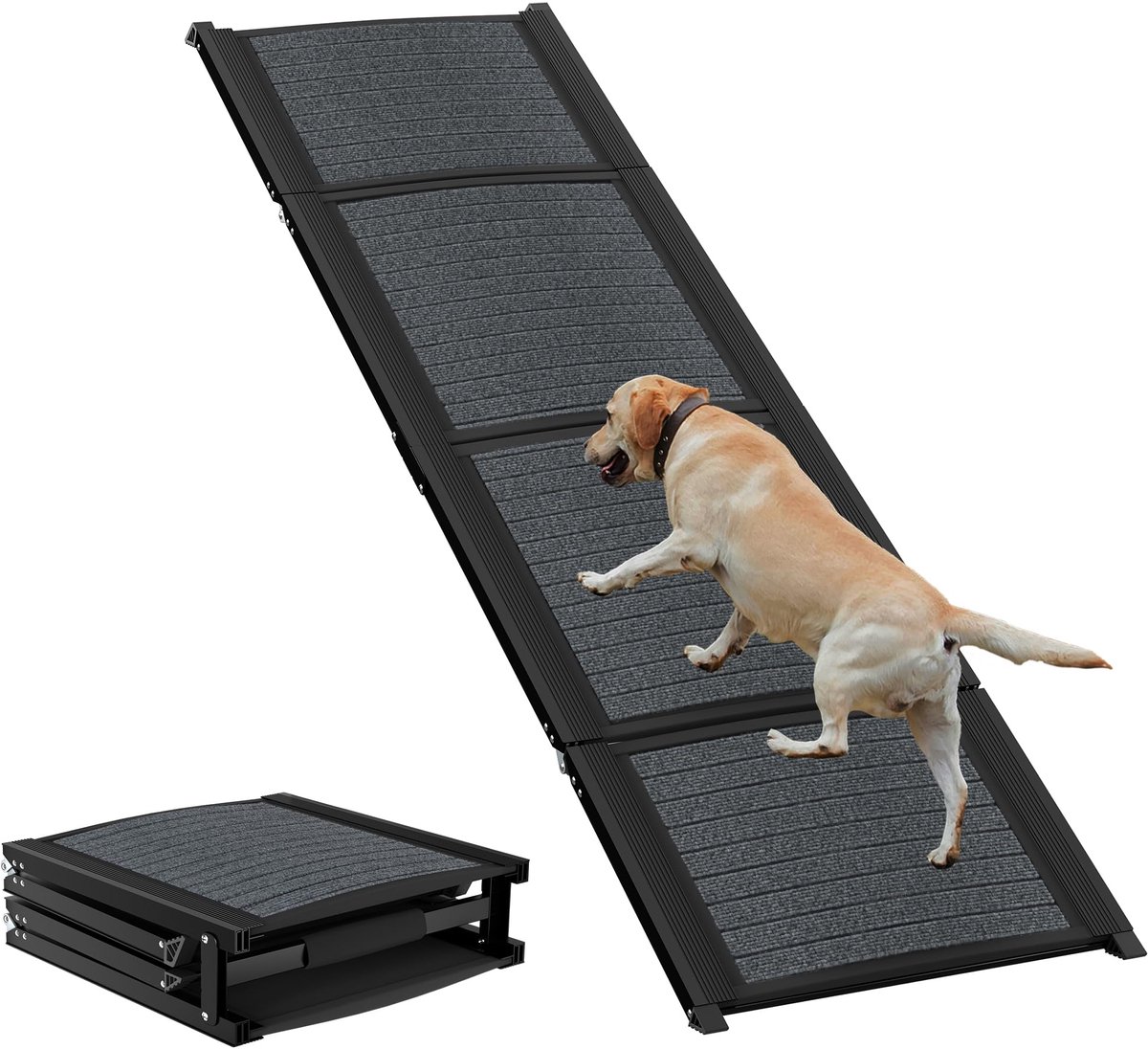 NAIZY Hondenhelling Opvouwbaar, 157 cm Hondenhelling Hondentrap met antislipstof en handvat Huisdierenhelling Kofferbakhelling Instaphulp voor hond/kat/huisdier tot 110 kg