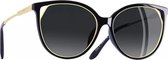 Zonnebril cat-eye dames zwart/messing - lenzen grijs UV-400