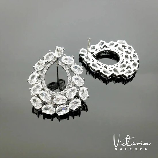Boucles d'oreilles Boucles d'oreilles Luxe Victoria Valenza Milano pour femme, en Messing , pierre Witte , couleur Argent , 1 paire