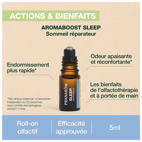 Pranarom Aromaboost Sleep roll-on: snellere inslapen, kalmerende geur. Voordelen van aromatherapie, 5ml, goedgekeurde werkzaamheid.