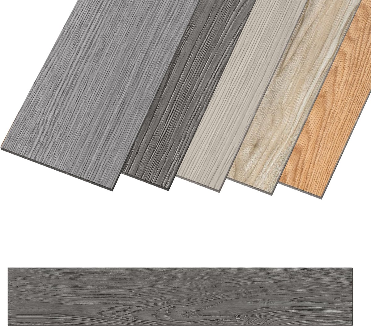 PVC laminaat zelfklevend set (36 Stuks, 5,02m²) Waterdicht & Anti - Ritsel voor Keuken, Woonkamer en Balkon, Donkergrijze eik