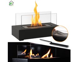 Floracon Bio ethanol sfeerhaard – Mat zwart – Bio ethanol haard vrijstaand – Tafelhaard – Moederdag Cadeau - Terrashaard – Bio ethanol brander - Tafelbrander - Voor binnen- en buiten gebruik