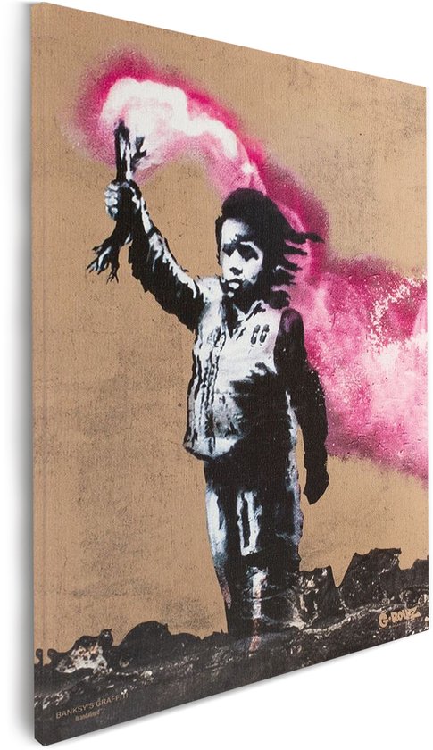 Graffiti Banksy - Torch Boy - Impression sur toile Premium 32x45 cm - Décoration murale