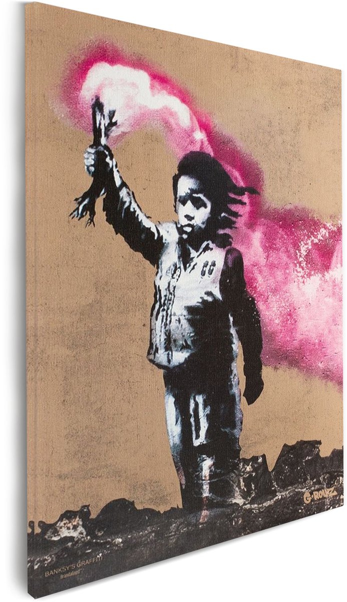 Banksy Graffiti - Canvas Schilderij 32x45 cm - Schilderijen Woonkamer