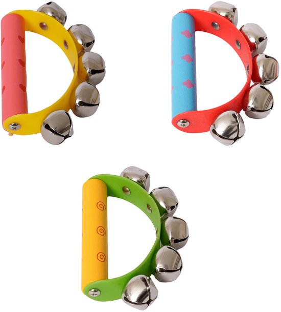 Speelgoedtopdeals - Houten Instrument Handbellen – set van 3 - Muziekbellen