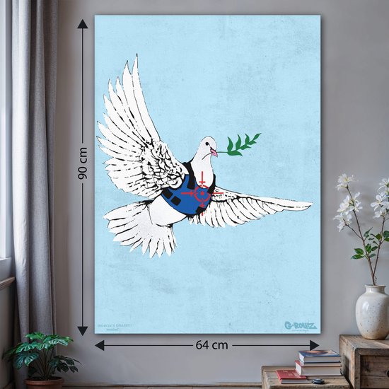 Banksy Graffiti - Canvas Schilderij 64x90 cm - Schilderijen Woonkamer